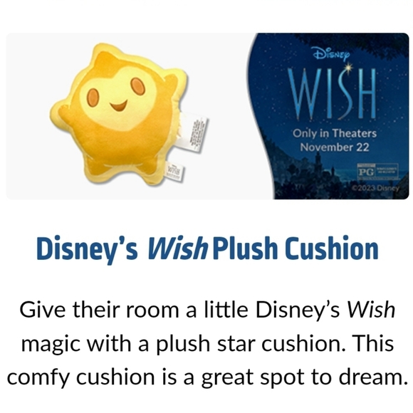 Disney's Wish Star plush cushion. New in vacuum sealed package. - Picture 2 of 14